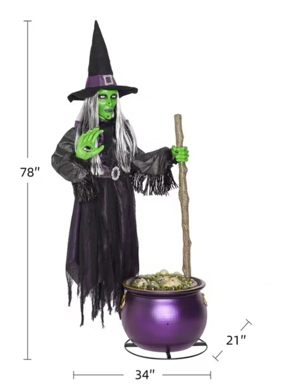 6.5' Pre-Lit Animated Floating Witch